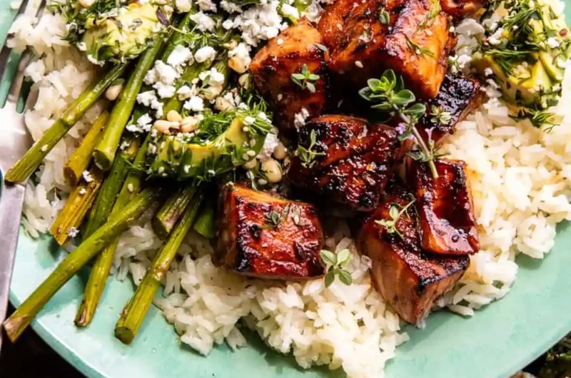 Baked Lemon Balsamic Salmon Bowls