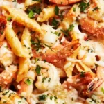 Cheesy Garlic Shrimp Pasta Bake