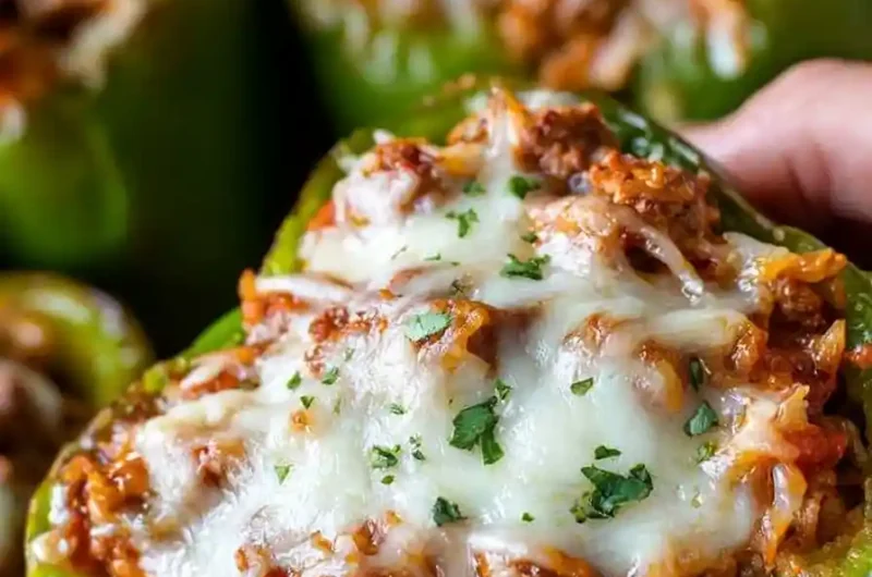 Stuffed Green Peppers with Ground Beef