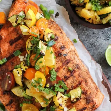 Perfectly Grilled Salmon with Zucchini Tomato Salsa