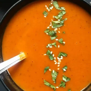 Vegan Roasted Carrot and Red Pepper Soup