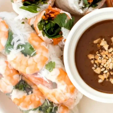Fresh Vietnamese Shrimp Salad Rolls with Peanut Sauce