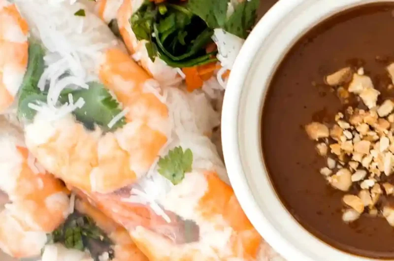 Fresh Vietnamese Shrimp Salad Rolls with Peanut Sauce