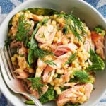 Warm Couscous Salad with Salmon and Mustard-Dill Dressing