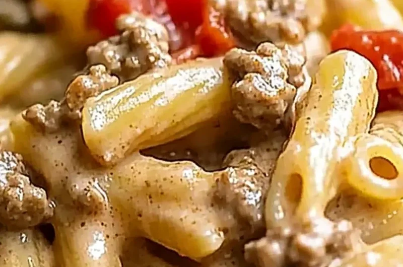 Creamy Rotel Pasta with Ground Beef