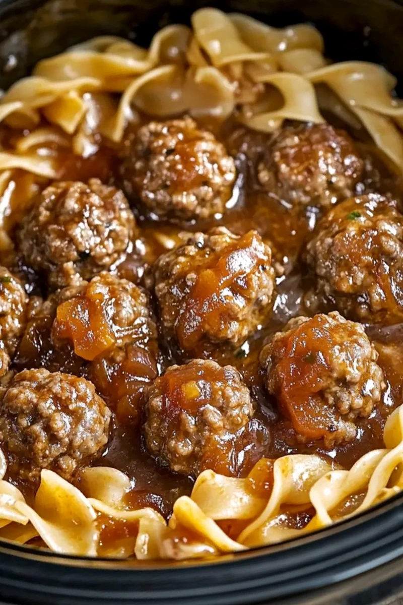 Slow-Cooker Amish-Style Meatballs and Noodles