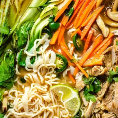 Asian Chicken Noodle Soup (Keto, Leftover Turkey or Chicken!)