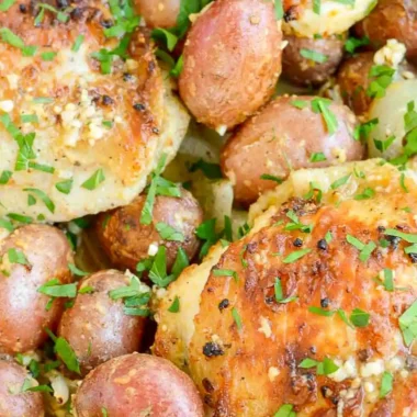 Lemon Parmesan Chicken and Potato Sheet Pan Dinner