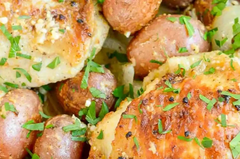 Lemon Parmesan Chicken and Potato Sheet Pan Dinner