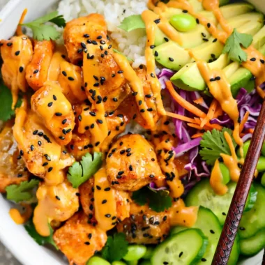 Bang Bang Salmon Rice Bowls