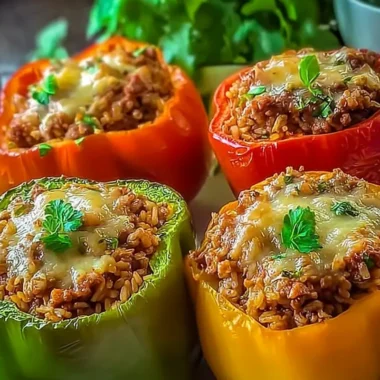Classic Stuffed Bell Peppers with Ground Beef & Brown Rice