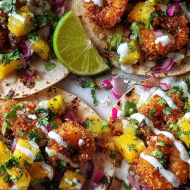 Tropical Coconut Crusted Shrimp Tacos with Pineapple Salsa