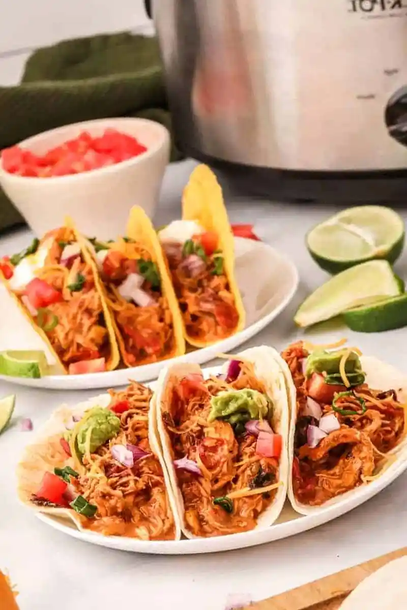 Slow-Cooked Creamy Shredded Chicken Tacos