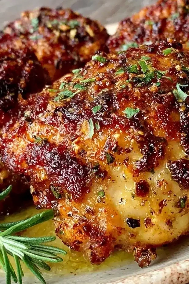 Extra-Crispy Air Fryer Chicken Thighs with Garlic Herb Butter