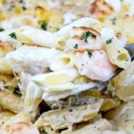 Creamy Gluten-Free Baked Shrimp Alfredo Pasta