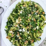 Green Pesto Pasta Salad with Beans and Feta