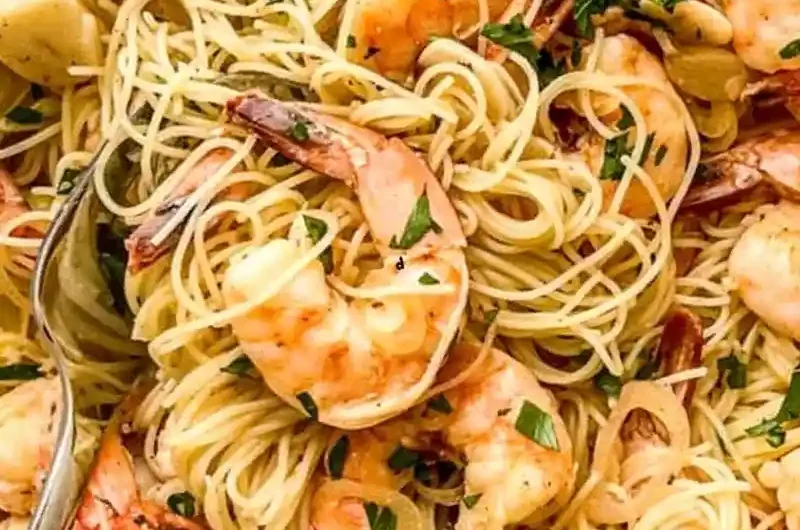 Shrimp Angel Hair Pasta in Garlic Butter Sauce