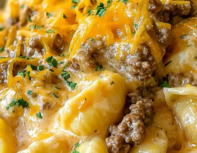 Slow Cooker Creamy Beef and Shells