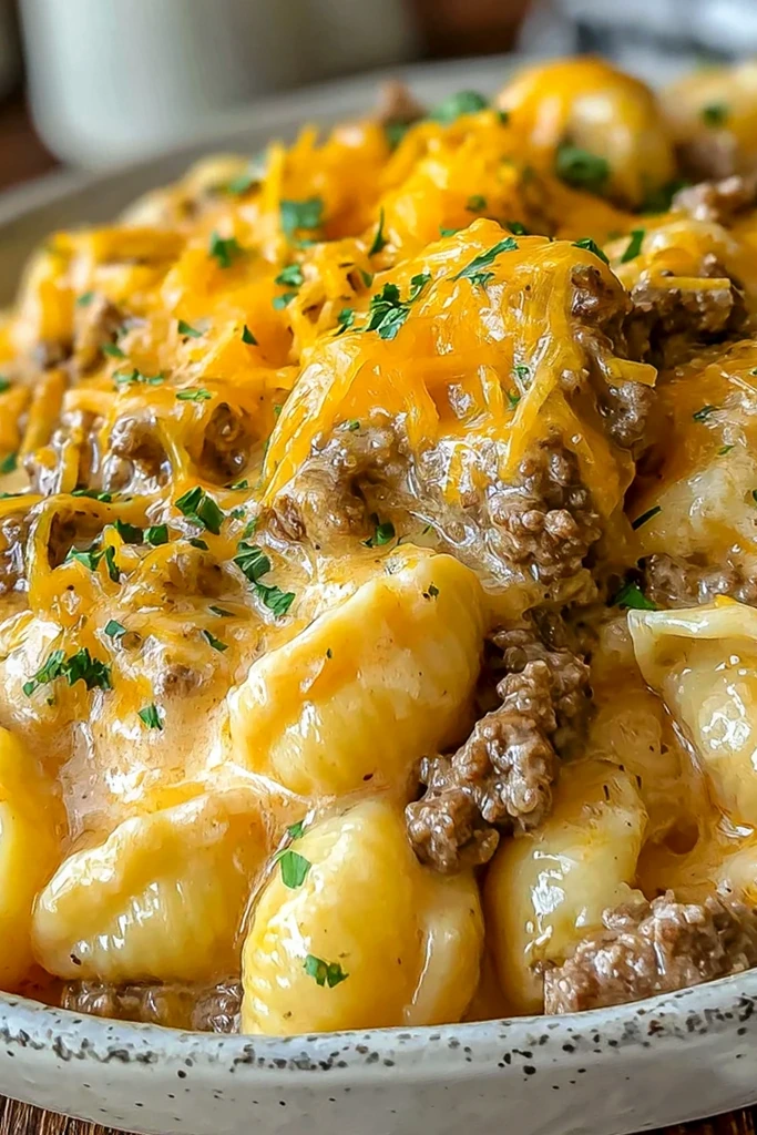 Slow Cooker Creamy Beef and Shells