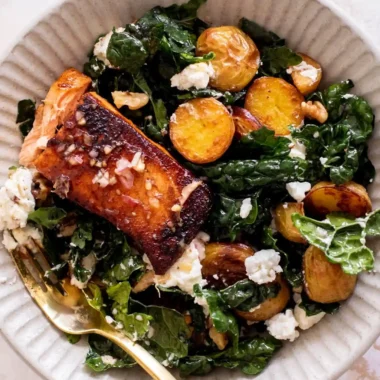 Winter Kale Salad with Sticky Cider Salmon