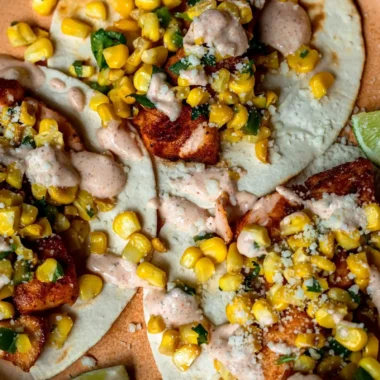 Street Corn Salmon Tacos