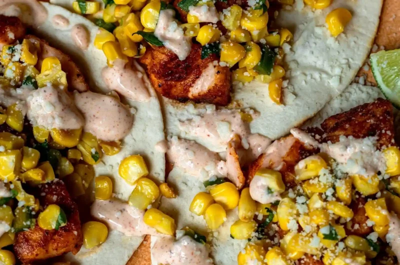 Street Corn Salmon Tacos