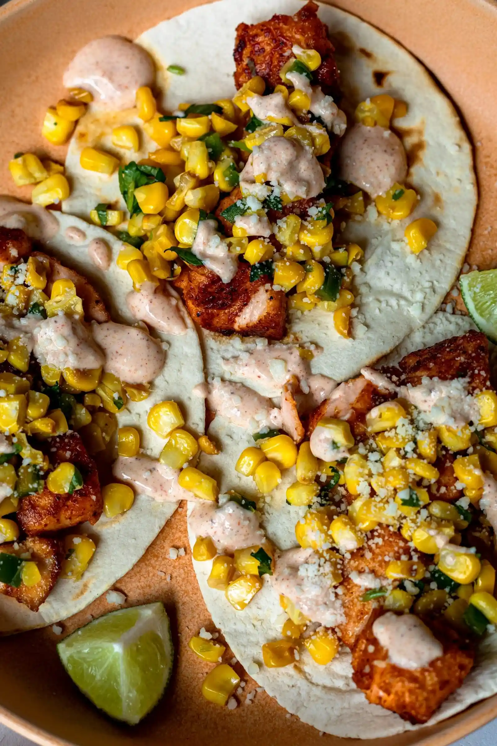 Street Corn Salmon Tacos
