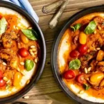 Savory Tomato Shrimp and Grits with Creamy Brown Butter Sauce