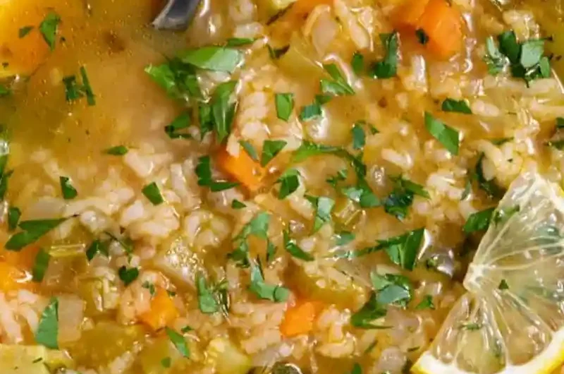 Wholesome Lemon and Vegetable Rice Soup